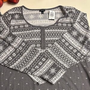 Torrid Gray and White Henley 5X